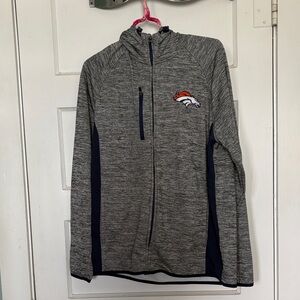 NFL Denver Broncos Gray Heather Full-Zip Hooded Jacket Size L